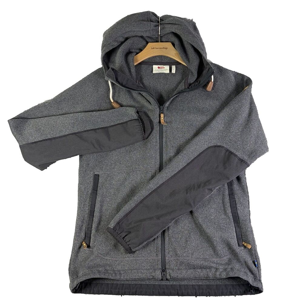 FjallRaven Ovik Fleece Hoodie Mens Small Gray Activewear Training Full Zip Golf